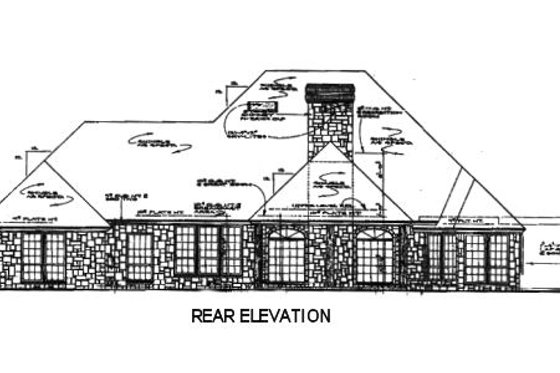 Exterior - Rear Elevation for European House Plan #310-557 - 4 bed, 3.5 bath