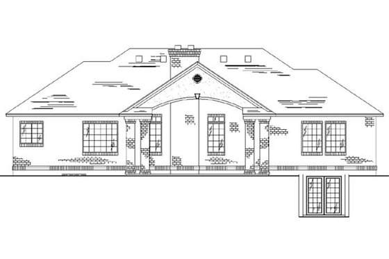 Exterior - Rear Elevation for Ranch House Plan #5-242 - 5 bed, 3.5 bath