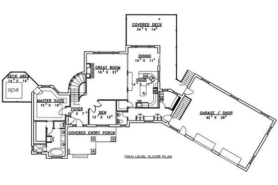 Floor Plan - Main Floor for Bungalow House Plan #117-518 - 5 bed, 3.5 bath