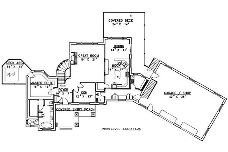 House Blueprint - Floor Plan - Main Floor for Bungalow House Plan #117-518 - 5 bed, 3.5 bath
