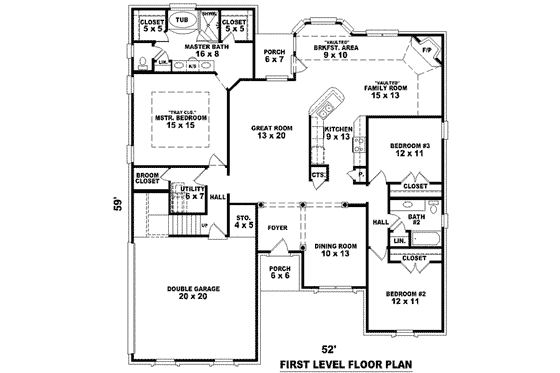 Floor Plan - Main Floor for European House Plan #81-1061 - 3 bed, 2 bath