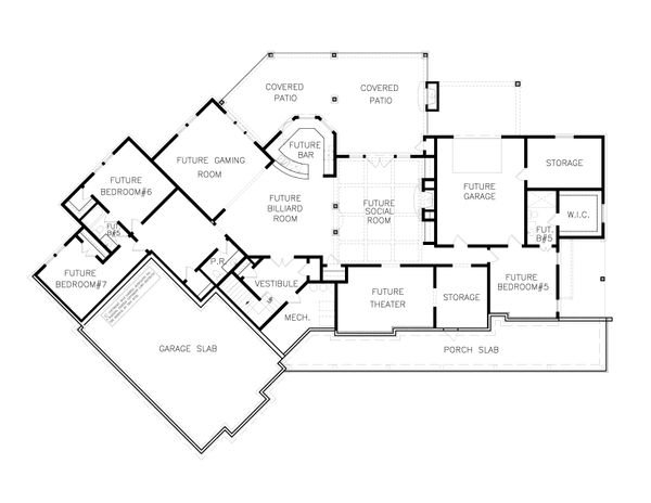 Dream House Plan - Farmhouse Floor Plan - Lower Floor Plan #54-390