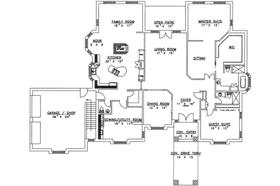 Floor Plan - Main Floor for Traditional House Plan #117-173 - 2 bed, 3 bath
