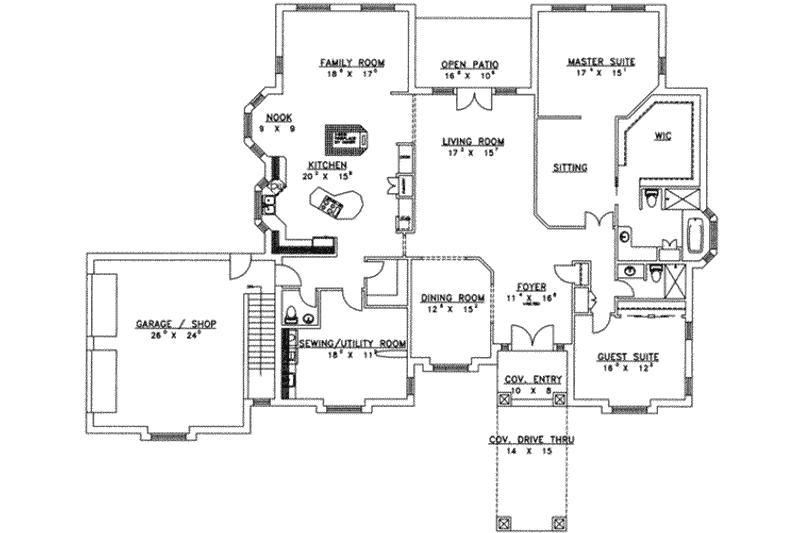 Dream House Plan - Floor Plan - Main Floor for Traditional House Plan #117-173 - 2 bed, 3 bath