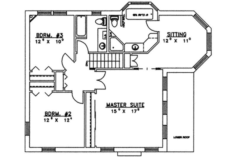 Dream House Plan - Floor Plan - Upper Floor for Country House Plan #117-176 - 3 bed, 3 bath