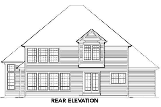 Exterior - Rear Elevation for European House Plan #48-386 - 3 bed, 2.5 bath