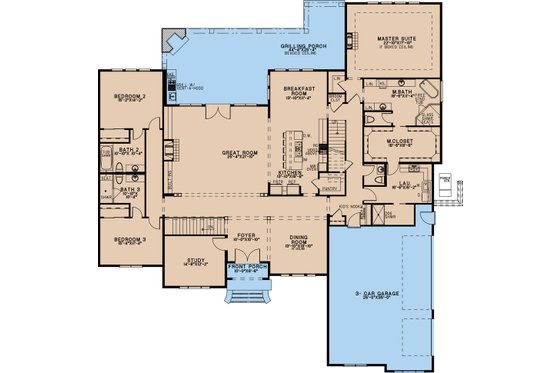 Floor Plan - Main Floor for European House Plan #923-239 - 3 bed, 4.5 bath