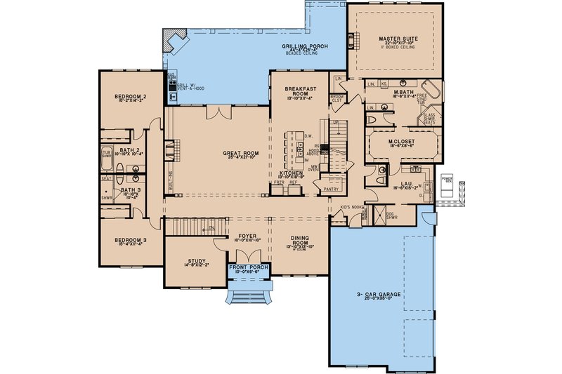 Architectural House Design - Floor Plan - Main Floor for European House Plan #923-239 - 3 bed, 4.5 bath