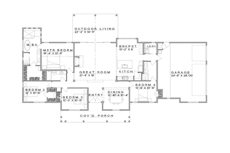 Architectural House Design - Floor Plan - Main Floor for Farmhouse House Plan #935-30 - 4 bed, 3 bath