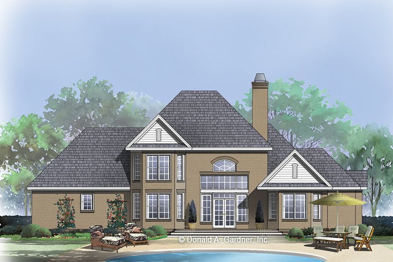 Home Plan - Exterior - Rear Elevation 3 for European House Plan #929-884 - 4 bed, 3 bath