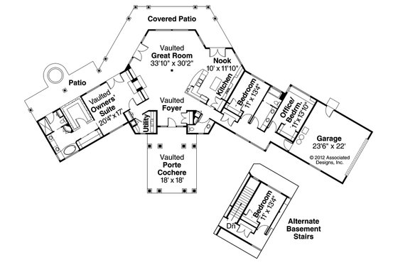 Floor Plan - Main Floor for Ranch House Plan #124-575 - 3 bed, 2.5 bath