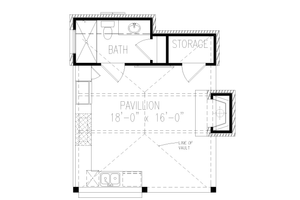 Floor Plan - Main Floor for Craftsman House Plan #54-584, 1 bath