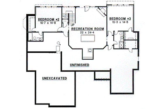 Floor Plan - Lower Floor for Cottage House Plan #67-267 - 4 bed, 4 bath