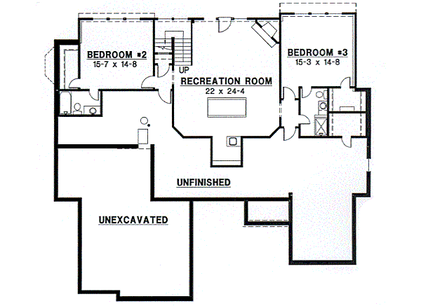 Cottage Floor Plan - Lower Floor Plan #67-267