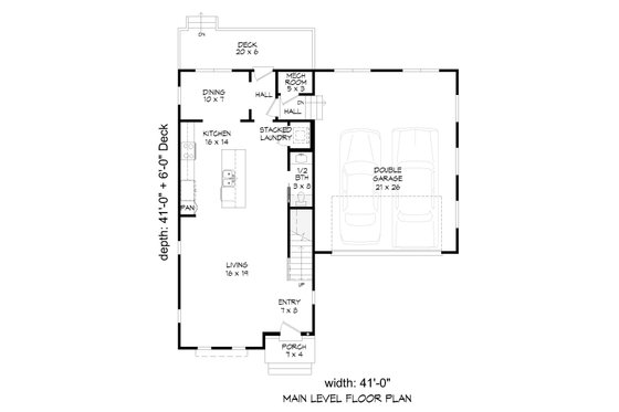 Floor Plan - Main Floor for Contemporary House Plan #932-515 - 3 bed, 3.5 bath
