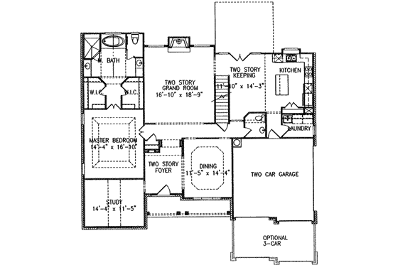 Floor Plan - Main Floor for Traditional House Plan #54-164 - 4 bed, 2.5 bath