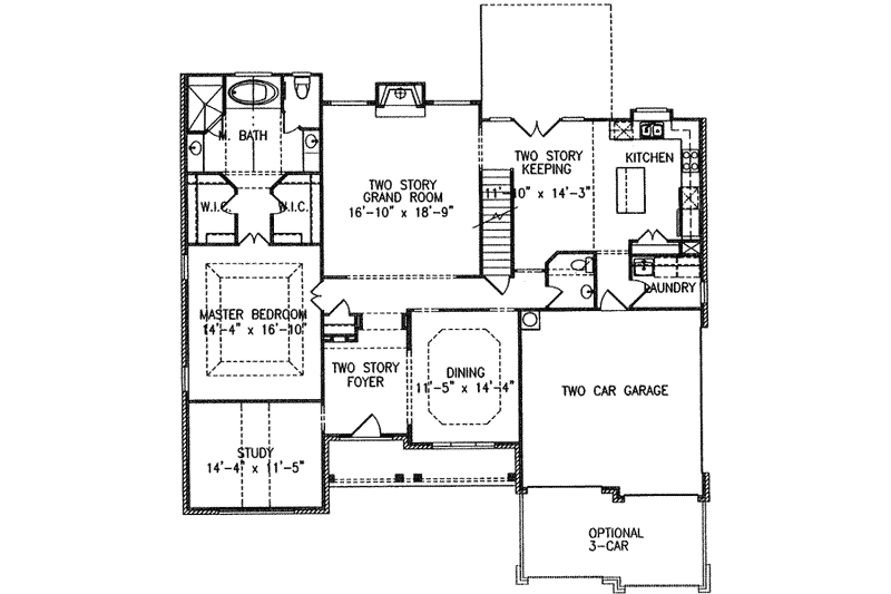 Home Plan - Floor Plan - Main Floor for Traditional House Plan #54-164 - 4 bed, 2.5 bath