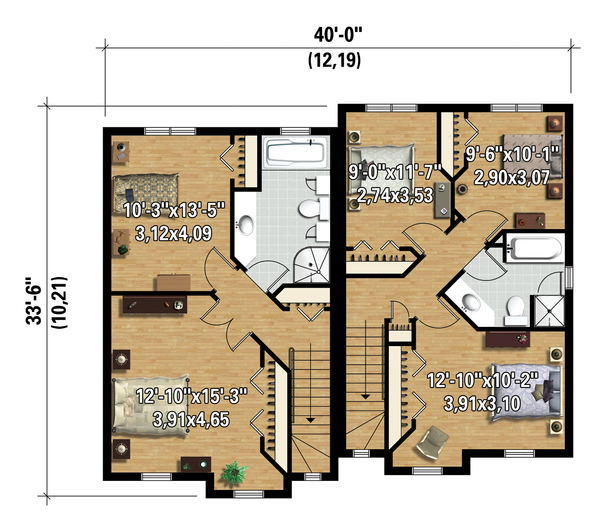 Contemporary Floor Plan - Upper Floor Plan #25-4353