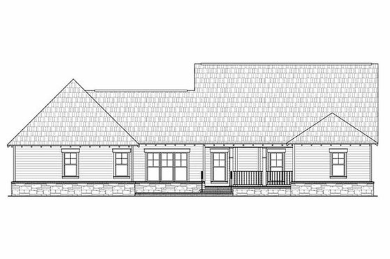 Exterior - Rear Elevation for Craftsman House Plan #21-308 - 4 bed, 2.5 bath
