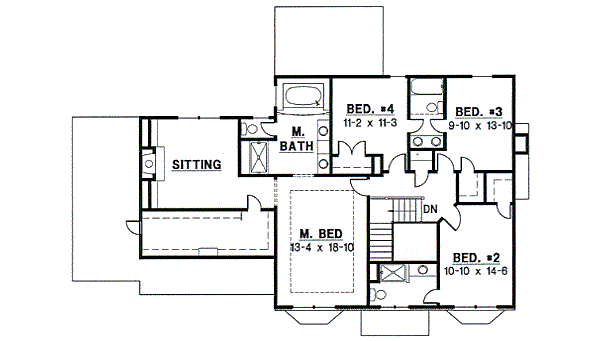 Traditional Floor Plan - Upper Floor Plan #67-559