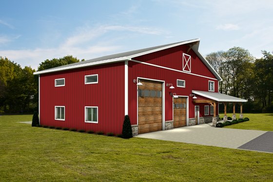 Exterior - Front Elevation 4 for Barndominium House Plan #1084-10 - 3 bed, 2.5 bath