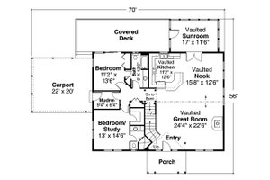 Floor Plan - Main Floor for Cottage House Plan #124-1157 - 2 bed, 3 bath