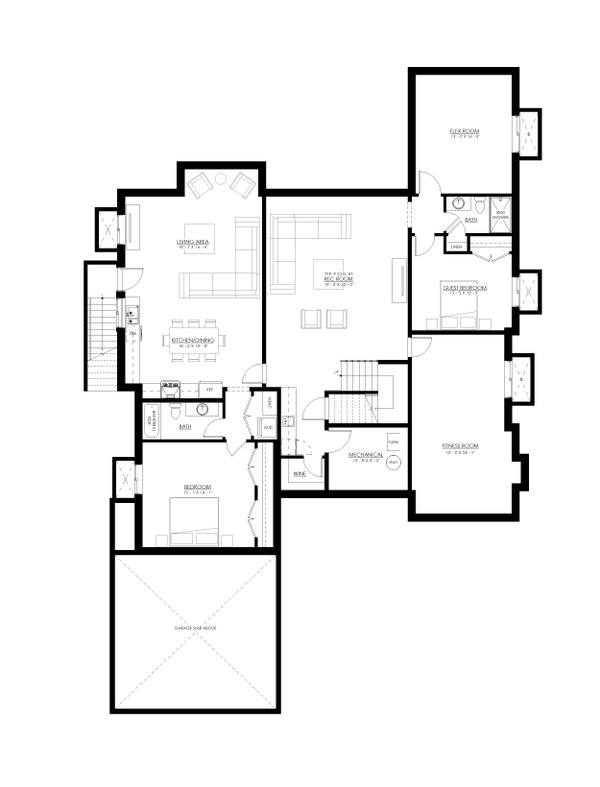 House Blueprint - Farmhouse Floor Plan - Lower Floor Plan #1114-15