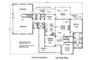 Floor Plan - Main Floor for Farmhouse House Plan #513-2221 - 3 bed, 3.5 bath