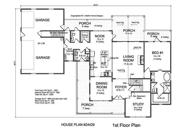 Farmhouse Floor Plan - Main Floor Plan #513-2221