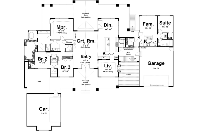 House Design - Floor Plan - Main Floor for Beach House Plan #455-311 - 4 bed, 3.5 bath