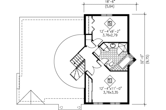 Floor Plan - Upper Floor House Plan #25-3002 - 3 bed, 2 bath