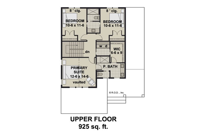 Architectural House Design - Floor Plan - Upper Floor for Craftsman House Plan #51-1472 - 3 bed, 2.5 bath