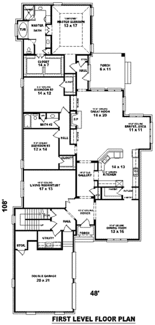 Floor Plan - Main Floor for European House Plan #81-1318 - 3 bed, 3 bath