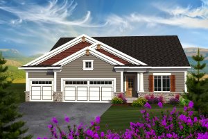 Ranch Exterior - Front Elevation Plan #70-1162