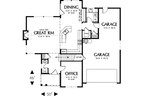 Floor Plan - Main Floor for Traditional House Plan #48-396 - 3 bed, 2.5 bath