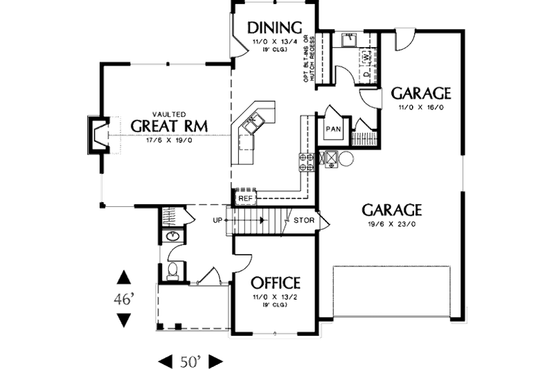House Plan Design - Floor Plan - Main Floor for Traditional House Plan #48-396 - 3 bed, 2.5 bath