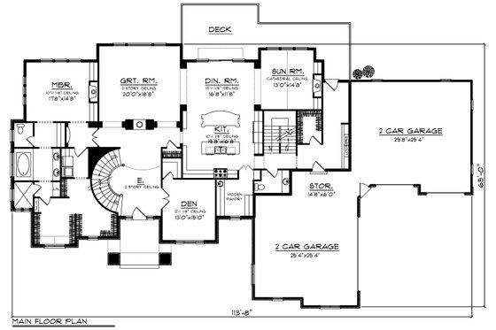 Floor Plan - Main Floor for Traditional House Plan #70-1206 - 4 bed, 3.5 bath