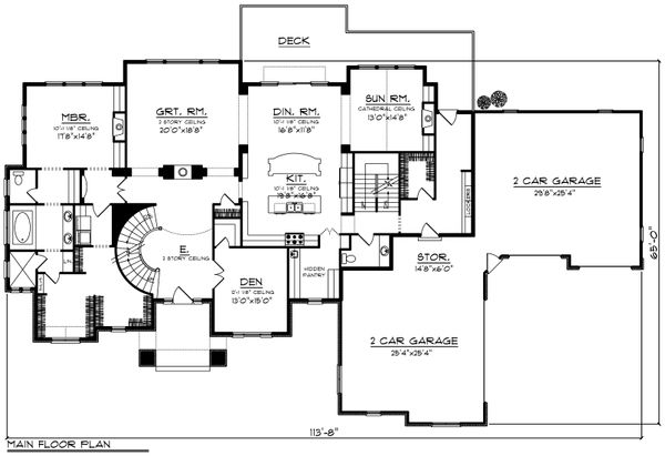 House Design - Traditional Floor Plan - Main Floor Plan #70-1206