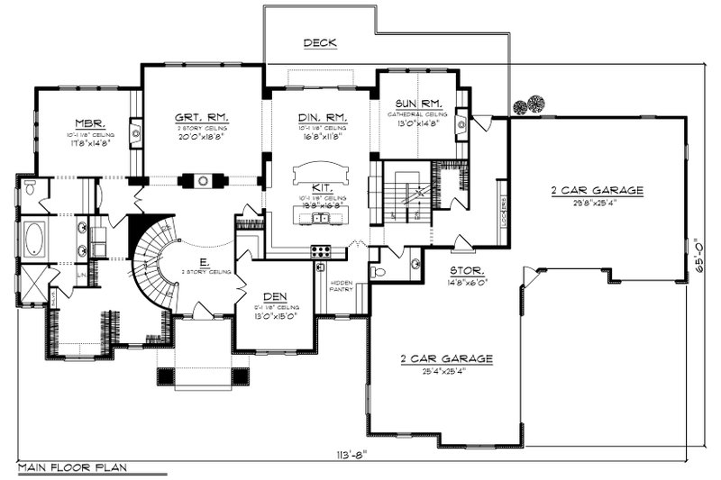 Architectural House Design - Floor Plan - Main Floor for Traditional House Plan #70-1206 - 4 bed, 3.5 bath