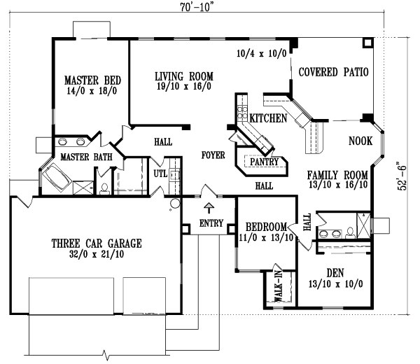 Adobe / Southwestern Floor Plan - Main Floor Plan #1-1169