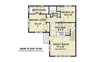 Floor Plan - Main Floor for Farmhouse House Plan #1070-264 - 2 bed, 2 bath