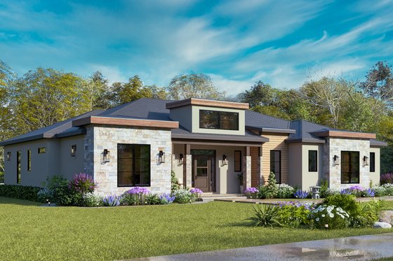 Exterior - Front Elevation 6 for Contemporary House Plan #119-474 - 3 bed, 3 bath