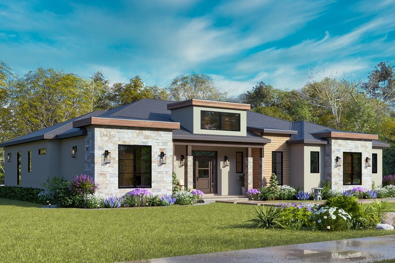 Dream House Plan - Exterior - Front Elevation 6 for Contemporary House Plan #119-474 - 3 bed, 3 bath