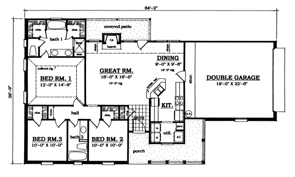 Ranch Floor Plan - Main Floor Plan #42-103