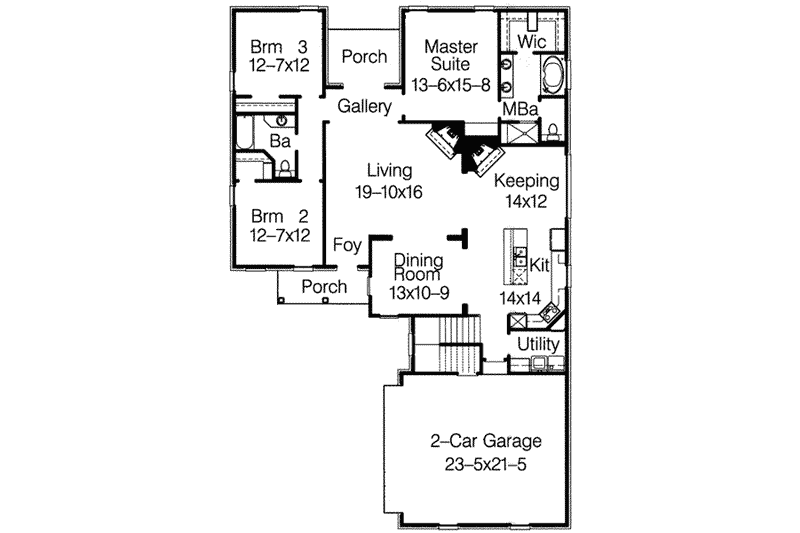 House Blueprint - Floor Plan - Main Floor for European House Plan #15-274 - 4 bed, 3 bath