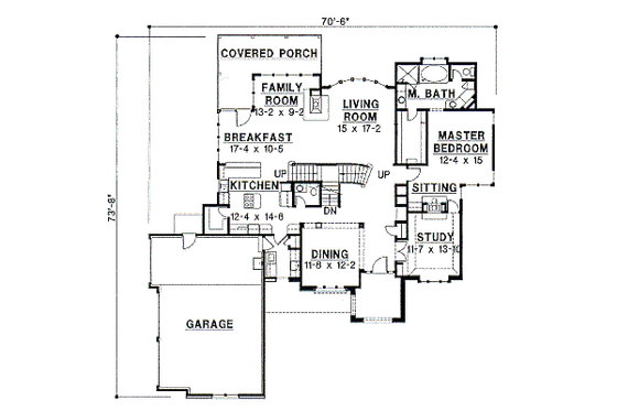 Floor Plan - Main Floor for European House Plan #67-428 - 4 bed, 3.5 bath
