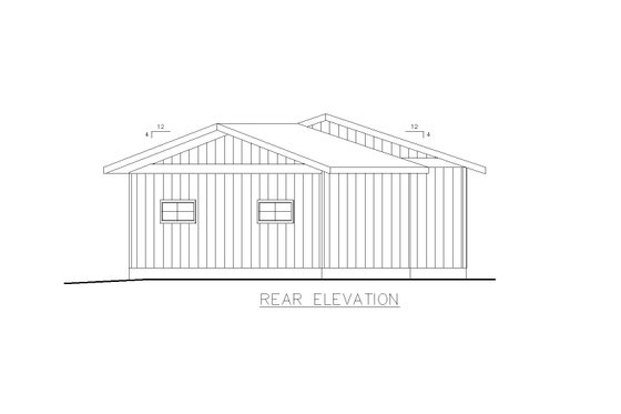 Exterior - Rear Elevation for Farmhouse House Plan #117-910 - 1 bed, 1 bath