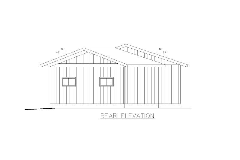 Architectural House Design - Exterior - Rear Elevation for Farmhouse House Plan #117-910 - 1 bed, 1 bath
