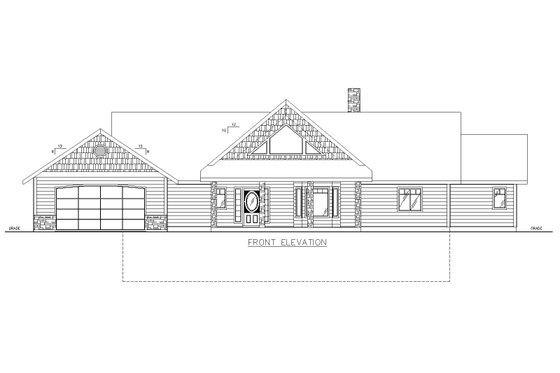Exterior - Front Elevation 3 for Craftsman House Plan #117-1040 - 5 bed, 3 bath