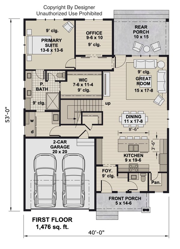 Home Plan - Floor Plan - Main Floor for Farmhouse House Plan #51-1555 - 4 bed, 4.5 bath